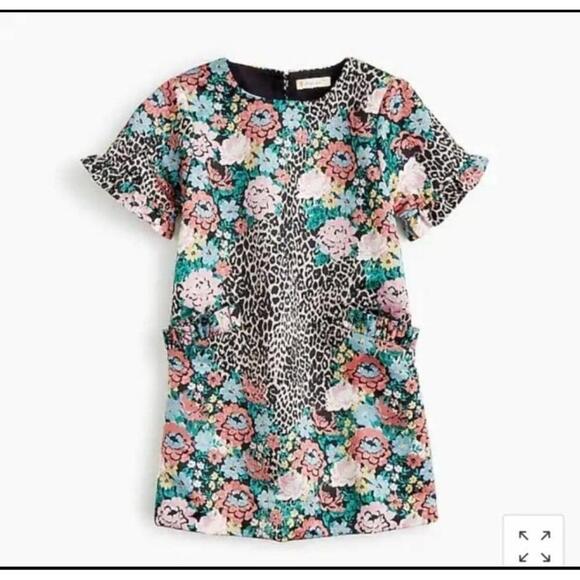 Crewcuts Girls Leopard Floral Party Dress Ruffled Sleeves 4T - Picture 1 of 5